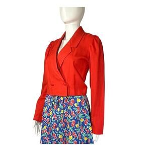 Vintage 1950s / 1960s red crop blazer with puff shoulders XS
